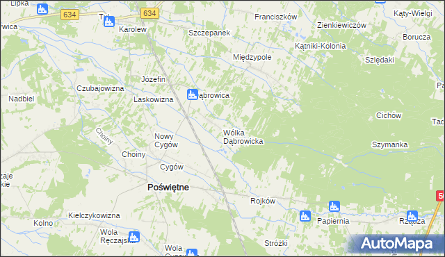 mapa Wólka Dąbrowicka, Wólka Dąbrowicka na mapie Targeo