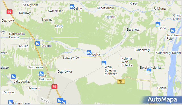 mapa Wólka gmina Lipsko, Wólka gmina Lipsko na mapie Targeo