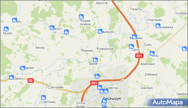 mapa Wólka gmina Szczuczyn, Wólka gmina Szczuczyn na mapie Targeo
