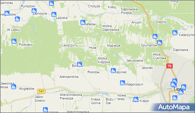 mapa Wólka Krępska, Wólka Krępska na mapie Targeo