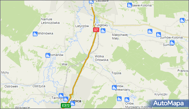 mapa Wólka Orłowska gmina Izbica, Wólka Orłowska gmina Izbica na mapie Targeo