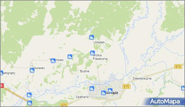 mapa Wólka Piaseczna gmina Goniądz, Wólka Piaseczna gmina Goniądz na mapie Targeo