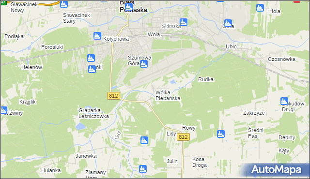 mapa Wólka Plebańska gmina Biała Podlaska, Wólka Plebańska gmina Biała Podlaska na mapie Targeo