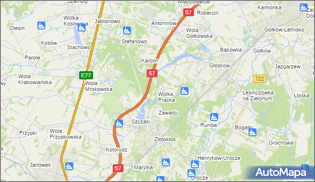 mapa Wólka Pracka, Wólka Pracka na mapie Targeo