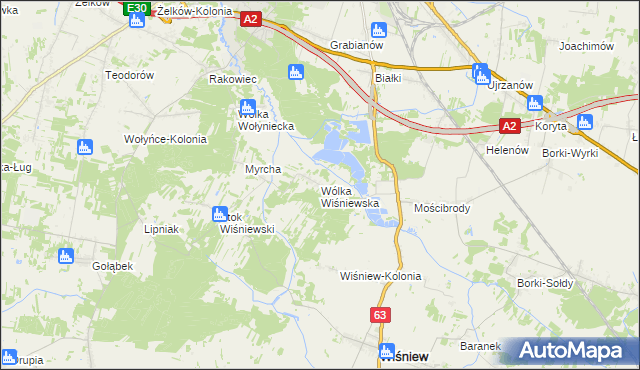 mapa Wólka Wiśniewska, Wólka Wiśniewska na mapie Targeo
