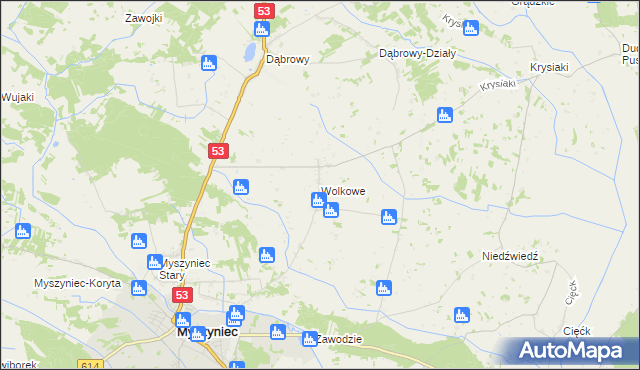 mapa Wolkowe, Wolkowe na mapie Targeo