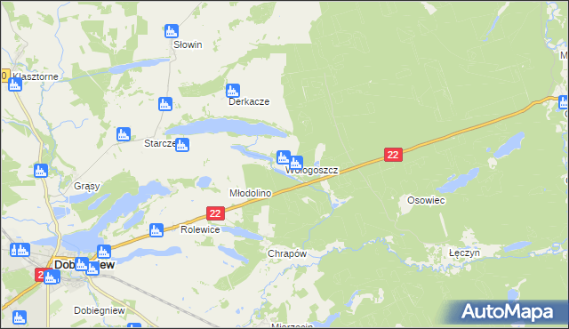 mapa Wołogoszcz, Wołogoszcz na mapie Targeo