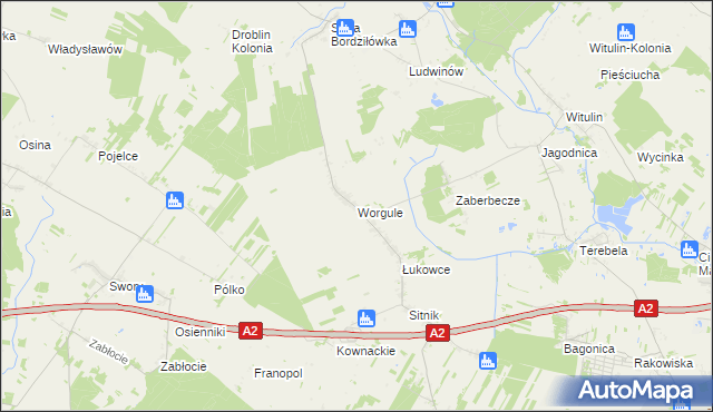 mapa Worgule, Worgule na mapie Targeo