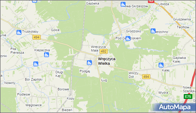 mapa Wręczyca Wielka, Wręczyca Wielka na mapie Targeo