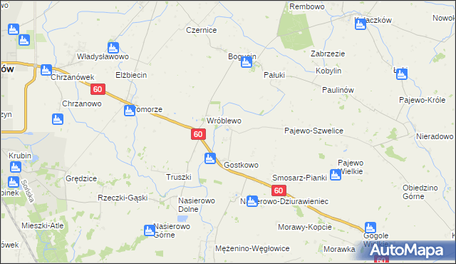 mapa Wróblewko, Wróblewko na mapie Targeo