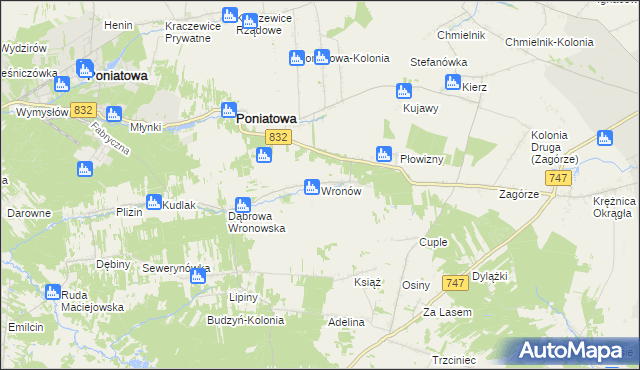 mapa Wronów gmina Bełżyce, Wronów gmina Bełżyce na mapie Targeo