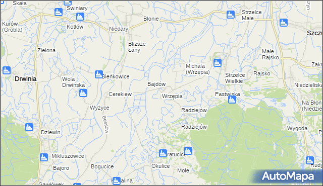 mapa Wrzępia, Wrzępia na mapie Targeo