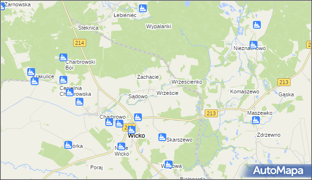 mapa Wrzeście gmina Wicko, Wrzeście gmina Wicko na mapie Targeo