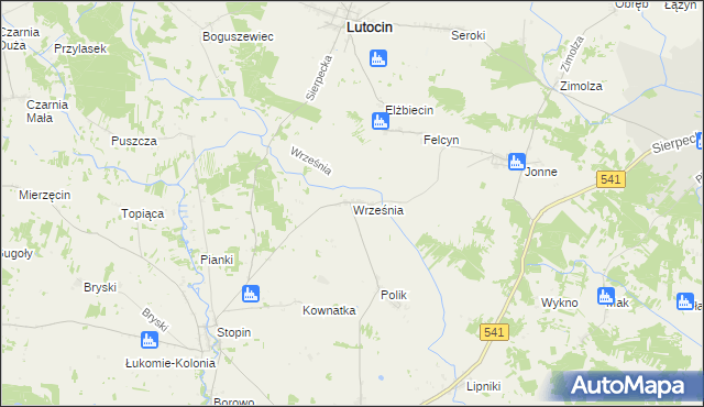 mapa Września gmina Rościszewo, Września gmina Rościszewo na mapie Targeo