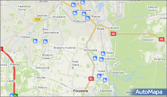 mapa Wrzosowa, Wrzosowa na mapie Targeo