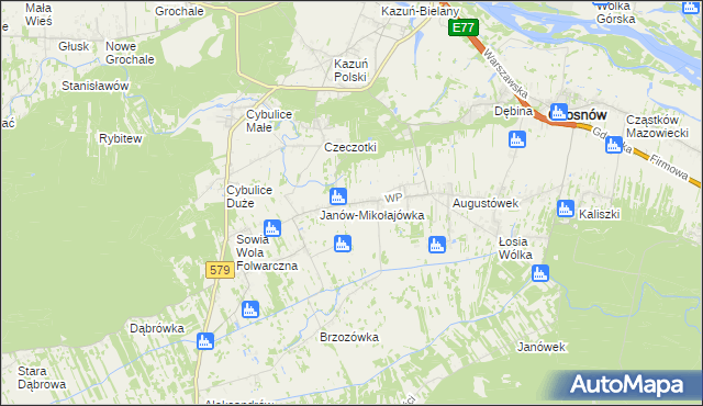 mapa Wrzosówka gmina Czosnów, Wrzosówka gmina Czosnów na mapie Targeo