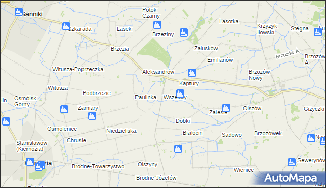 mapa Wszeliwy, Wszeliwy na mapie Targeo