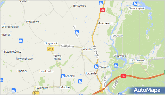 mapa Wtelno, Wtelno na mapie Targeo