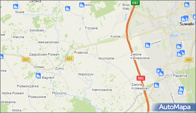 mapa Wychodne, Wychodne na mapie Targeo