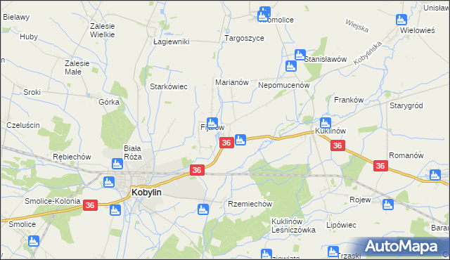 mapa Wyganów gmina Kobylin, Wyganów gmina Kobylin na mapie Targeo