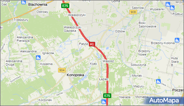 mapa Wygoda gmina Konopiska, Wygoda gmina Konopiska na mapie Targeo