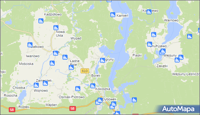 mapa Wygryny, Wygryny na mapie Targeo