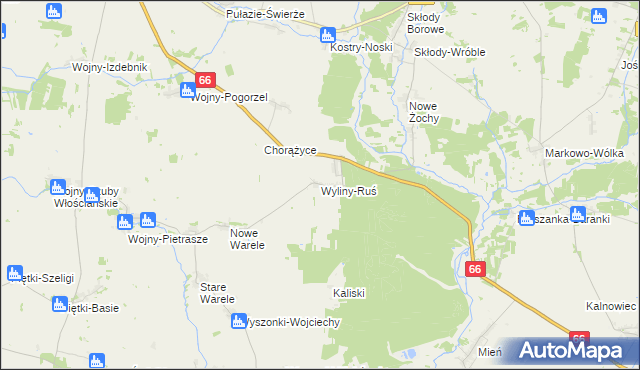 mapa Wyliny-Ruś, Wyliny-Ruś na mapie Targeo