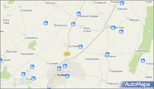 mapa Wymysłowo gmina Krobia, Wymysłowo gmina Krobia na mapie Targeo