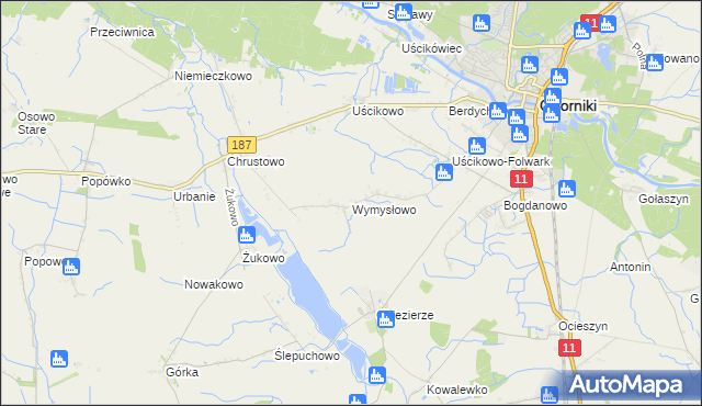 mapa Wymysłowo gmina Oborniki, Wymysłowo gmina Oborniki na mapie Targeo