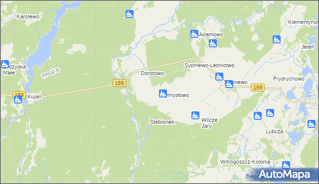 mapa Wymysłowo gmina Więcbork, Wymysłowo gmina Więcbork na mapie Targeo