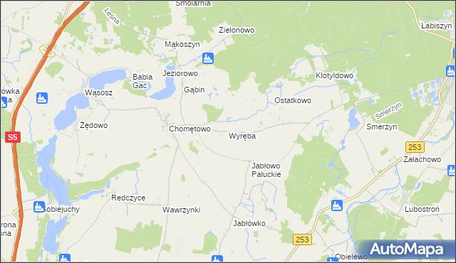 mapa Wyręba gmina Łabiszyn, Wyręba gmina Łabiszyn na mapie Targeo