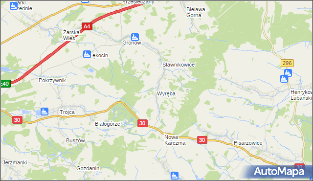 mapa Wyręba gmina Siekierczyn, Wyręba gmina Siekierczyn na mapie Targeo