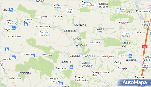 mapa Wysocice, Wysocice na mapie Targeo