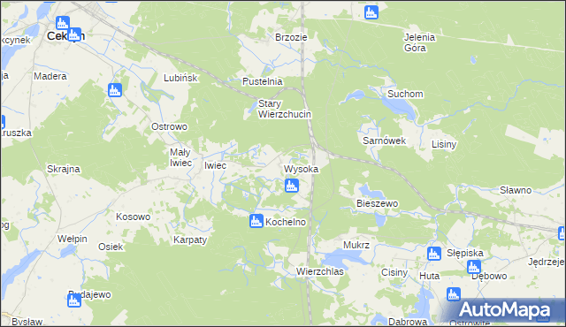 mapa Wysoka gmina Cekcyn, Wysoka gmina Cekcyn na mapie Targeo