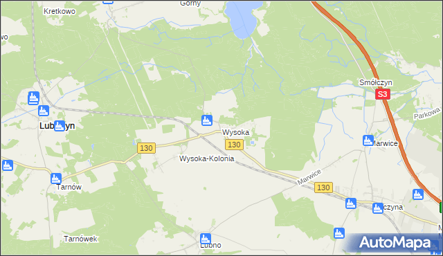 mapa Wysoka gmina Lubiszyn, Wysoka gmina Lubiszyn na mapie Targeo
