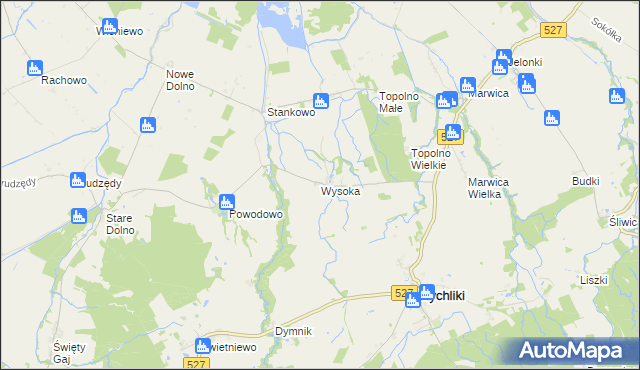 mapa Wysoka gmina Rychliki, Wysoka gmina Rychliki na mapie Targeo