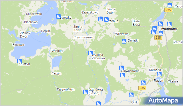 mapa Wysoka Zaborska, Wysoka Zaborska na mapie Targeo