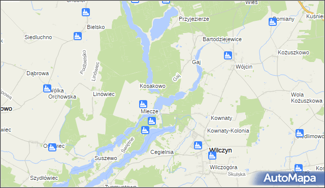 mapa Wysoki Most gmina Jeziora Wielkie, Wysoki Most gmina Jeziora Wielkie na mapie Targeo