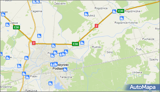 mapa Wysokie gmina Międzyrzec Podlaski, Wysokie gmina Międzyrzec Podlaski na mapie Targeo