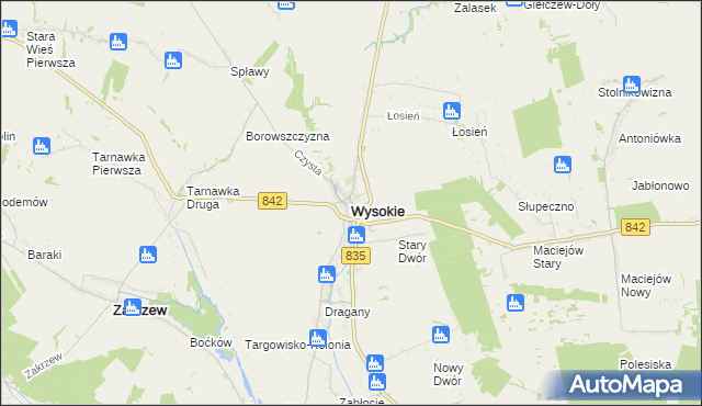 mapa Wysokie powiat lubelski, Wysokie powiat lubelski na mapie Targeo