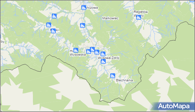 mapa Wysowa-Zdrój, Wysowa-Zdrój na mapie Targeo