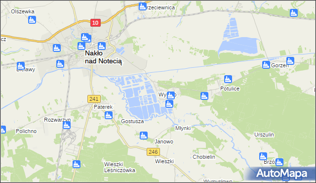 mapa Występ gmina Nakło nad Notecią, Występ gmina Nakło nad Notecią na mapie Targeo