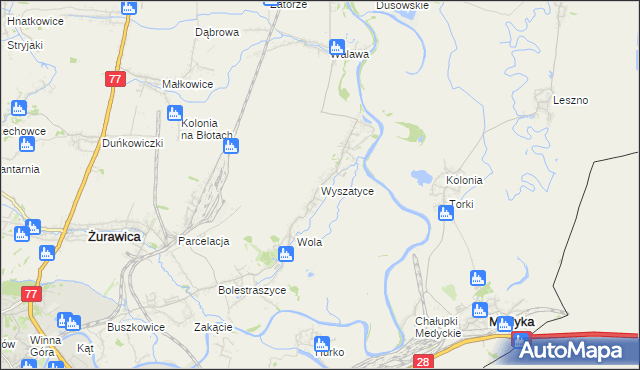 mapa Wyszatyce, Wyszatyce na mapie Targeo
