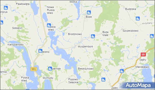 mapa Wyszembork, Wyszembork na mapie Targeo