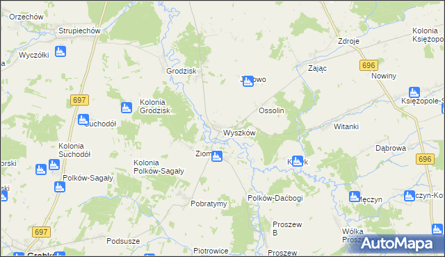 mapa Wyszków gmina Liw, Wyszków gmina Liw na mapie Targeo