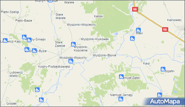 mapa Wyszonki-Błonie, Wyszonki-Błonie na mapie Targeo