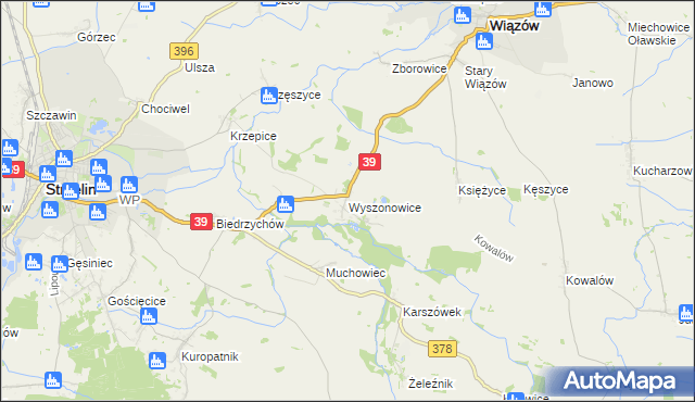 mapa Wyszonowice, Wyszonowice na mapie Targeo