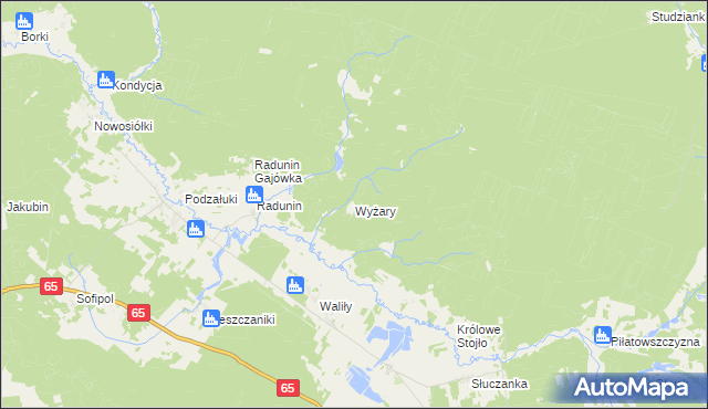 mapa Wyżary, Wyżary na mapie Targeo