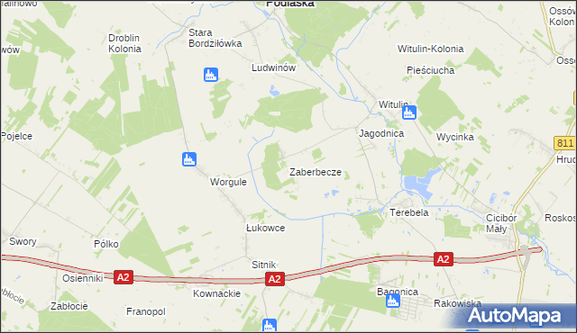 mapa Zaberbecze, Zaberbecze na mapie Targeo