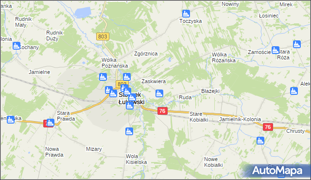 mapa Zabiele gmina Stoczek Łukowski, Zabiele gmina Stoczek Łukowski na mapie Targeo